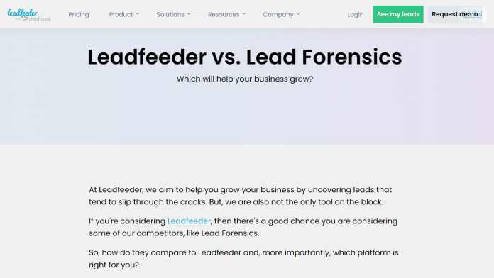 Leadfeeder Vs Lead Forensics – Major Features